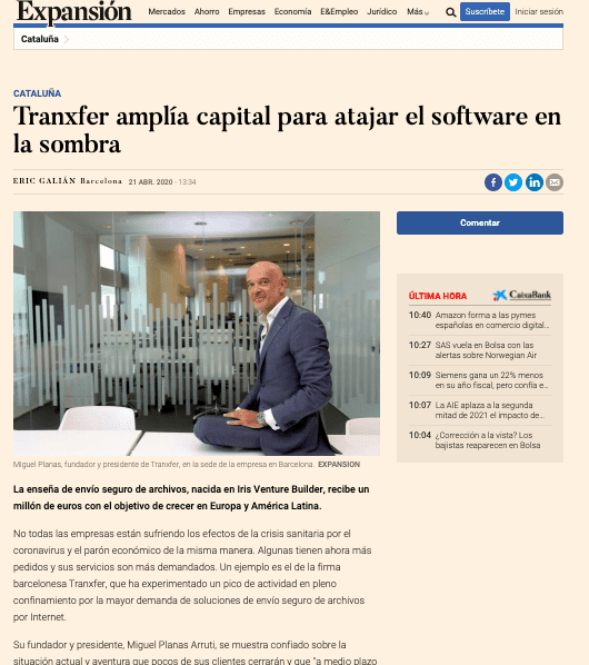 |Miguel Planas presidente y fundador de Tranxfer empresa